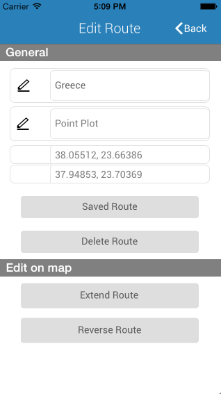Features of route maker application